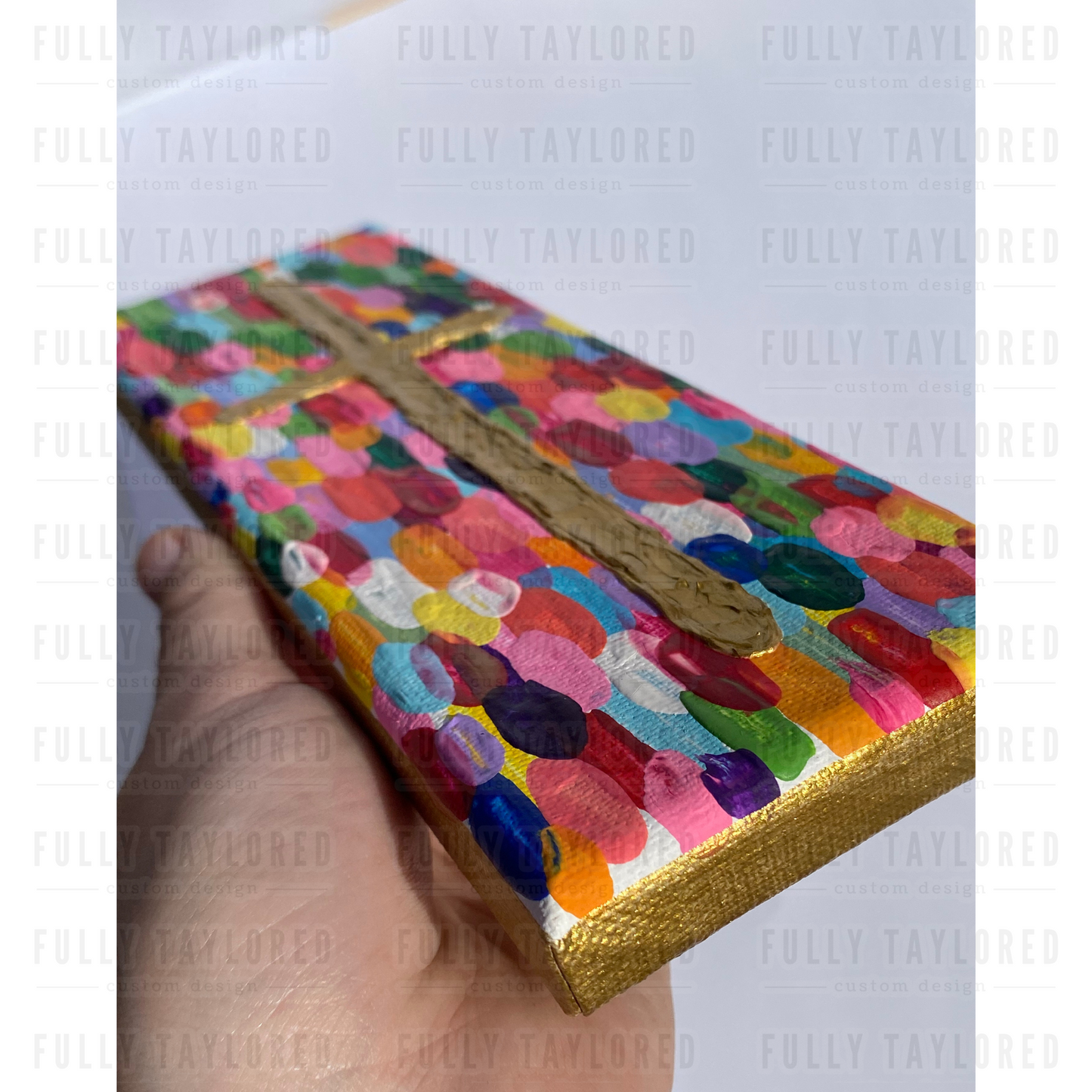 Rainbow Gold Cross Original Canvas