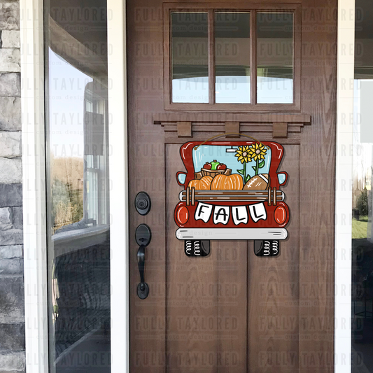 Hand-Painted Red Truck Door Hanger