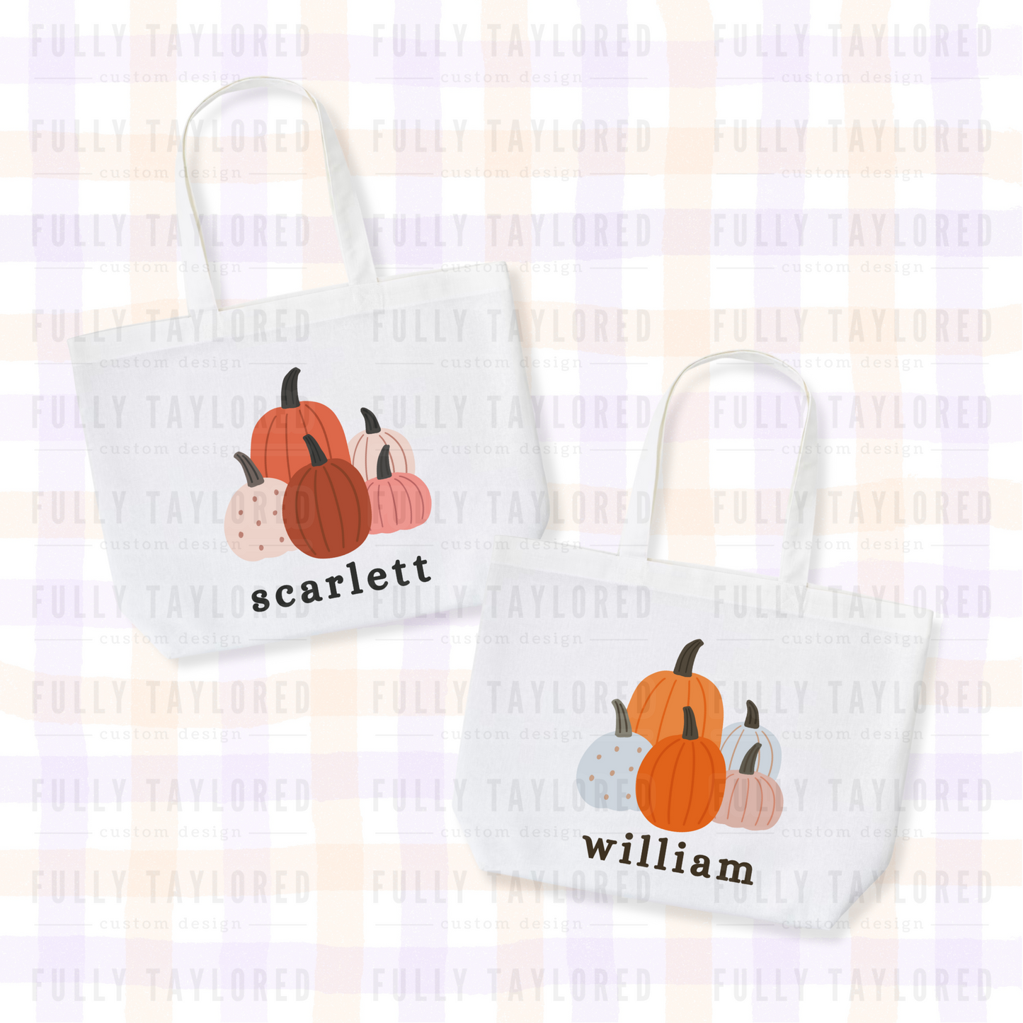 Custom Hand-Painted Halloween Tote Bag (Pumpkins)