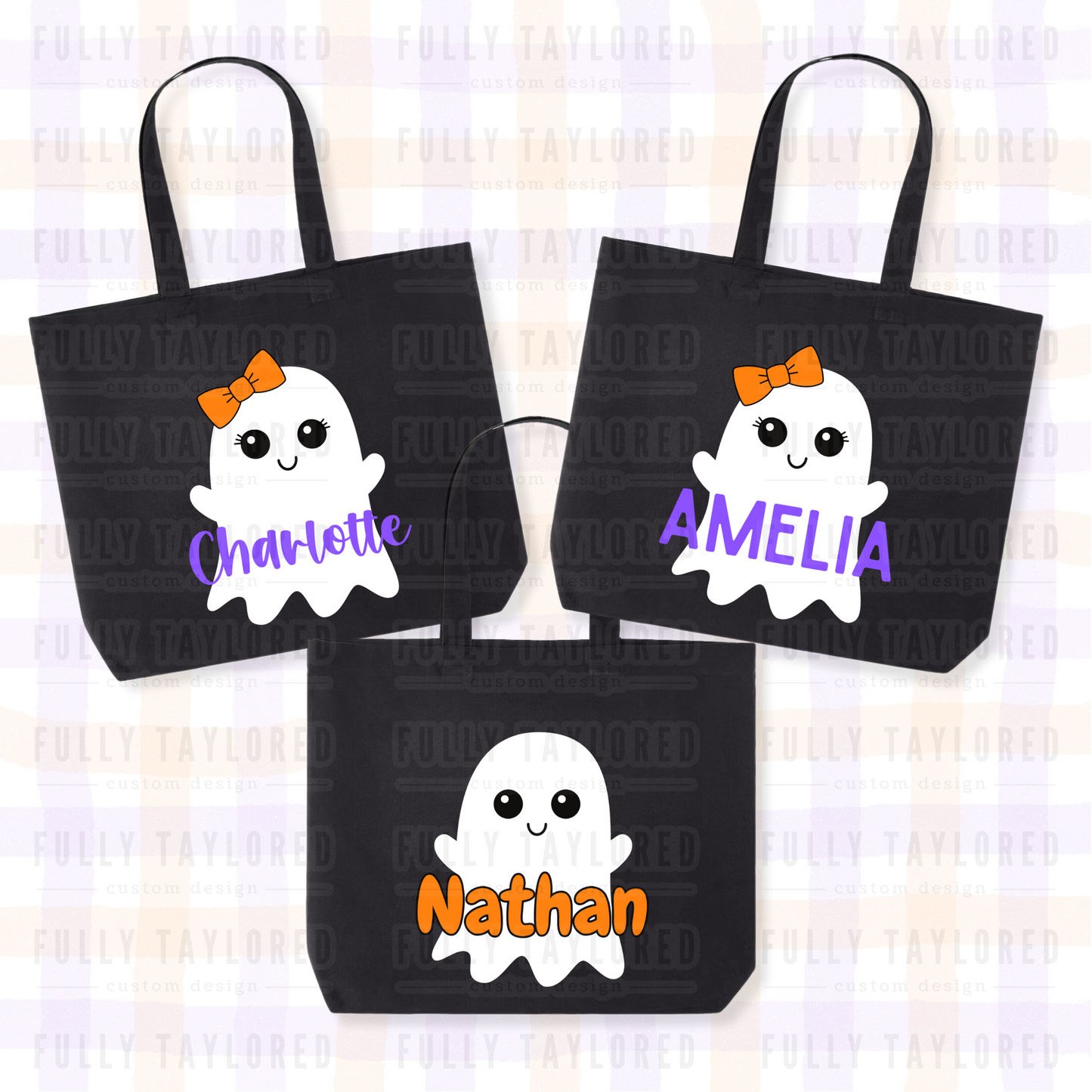 Custom Hand-Painted Halloween Tote Bag (Ghost)