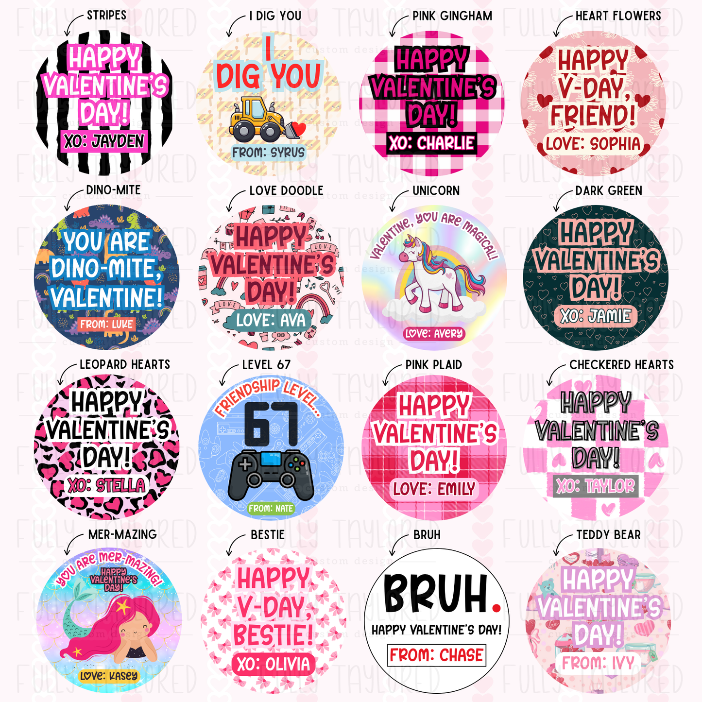 Class Valentine Stickers