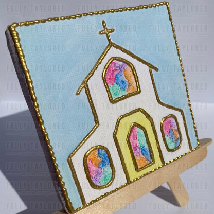 Watercolor Church Original Canvas 2