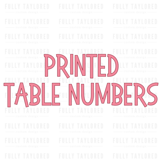 Custom Printed Table Numbers