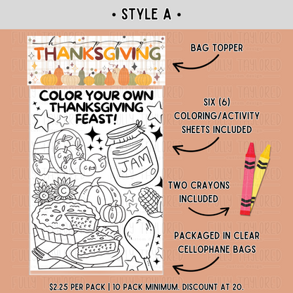 Thanksgiving Coloring & Activity Packs | Design 1