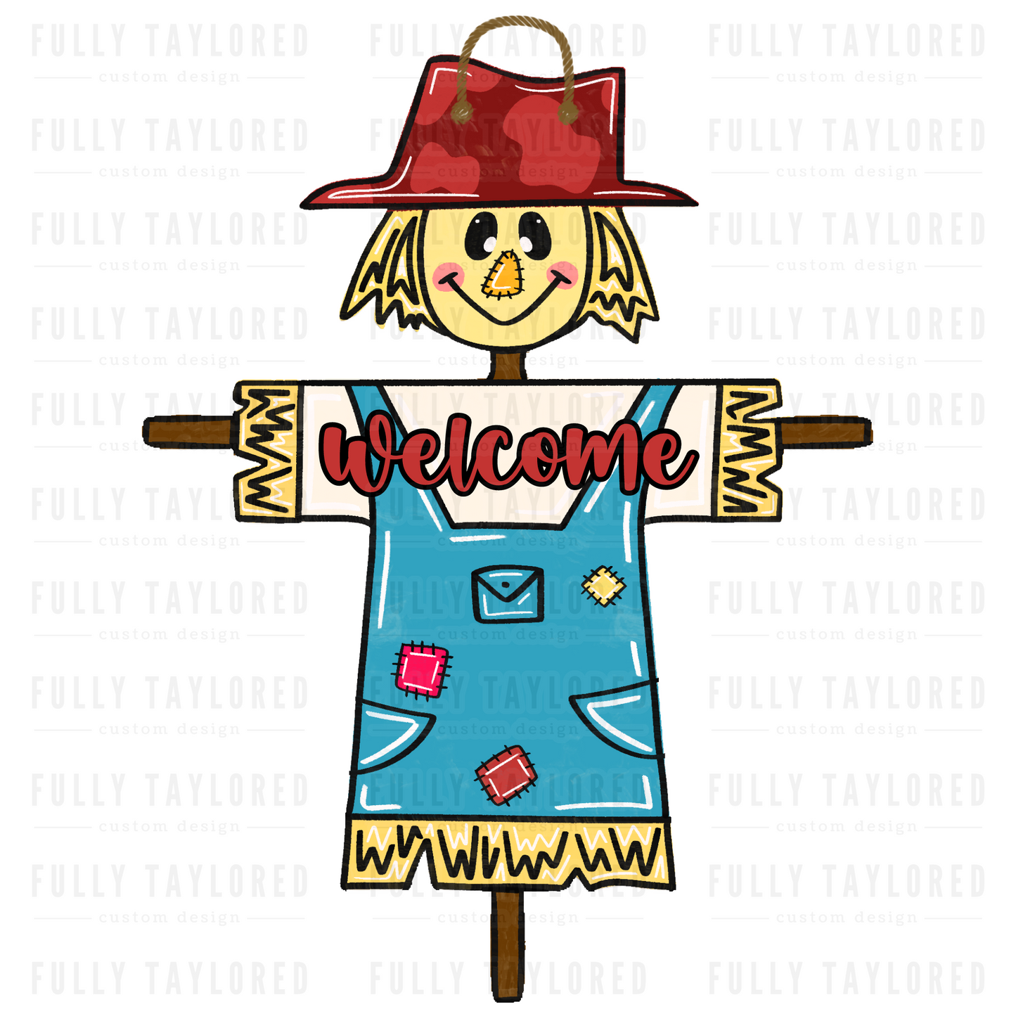 Hand-Painted Scarecrow Door Hanger (Carolina)