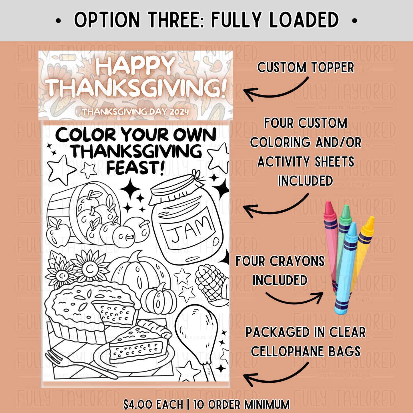 Custom Thanksgiving Coloring & Activity Sheet Packs