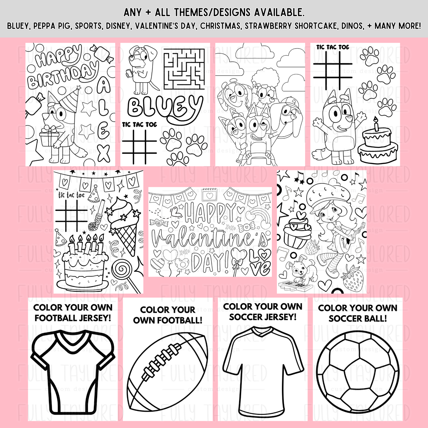 Custom Coloring & Activity Sheet Packs