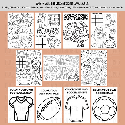 Custom Thanksgiving Coloring & Activity Sheet Packs