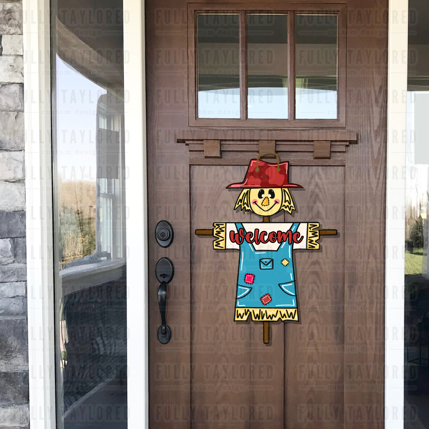 Hand-Painted Scarecrow Door Hanger (Carolina)