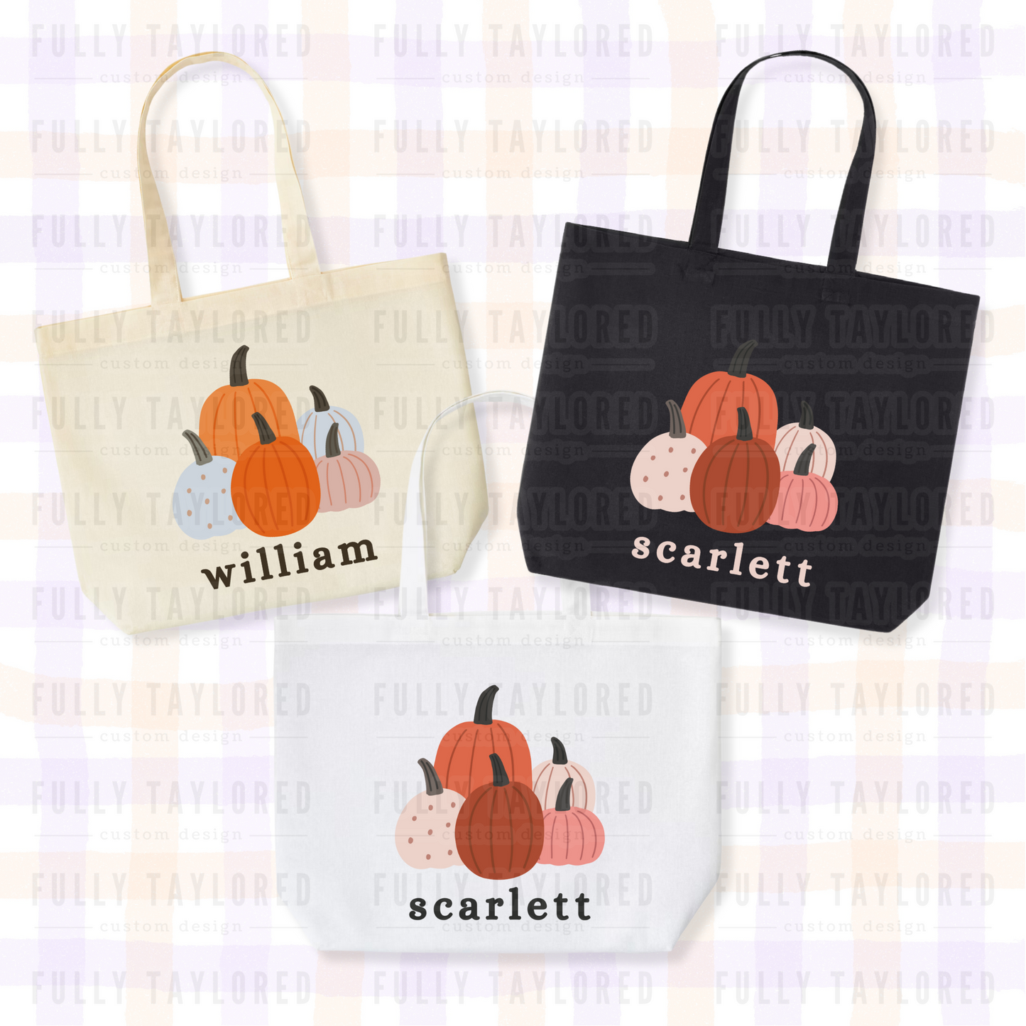 Custom Hand-Painted Halloween Tote Bag (Pumpkins)