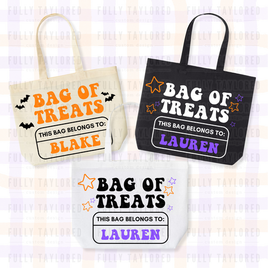 Custom Hand-Painted Halloween Tote Bag (Bag of Treats)