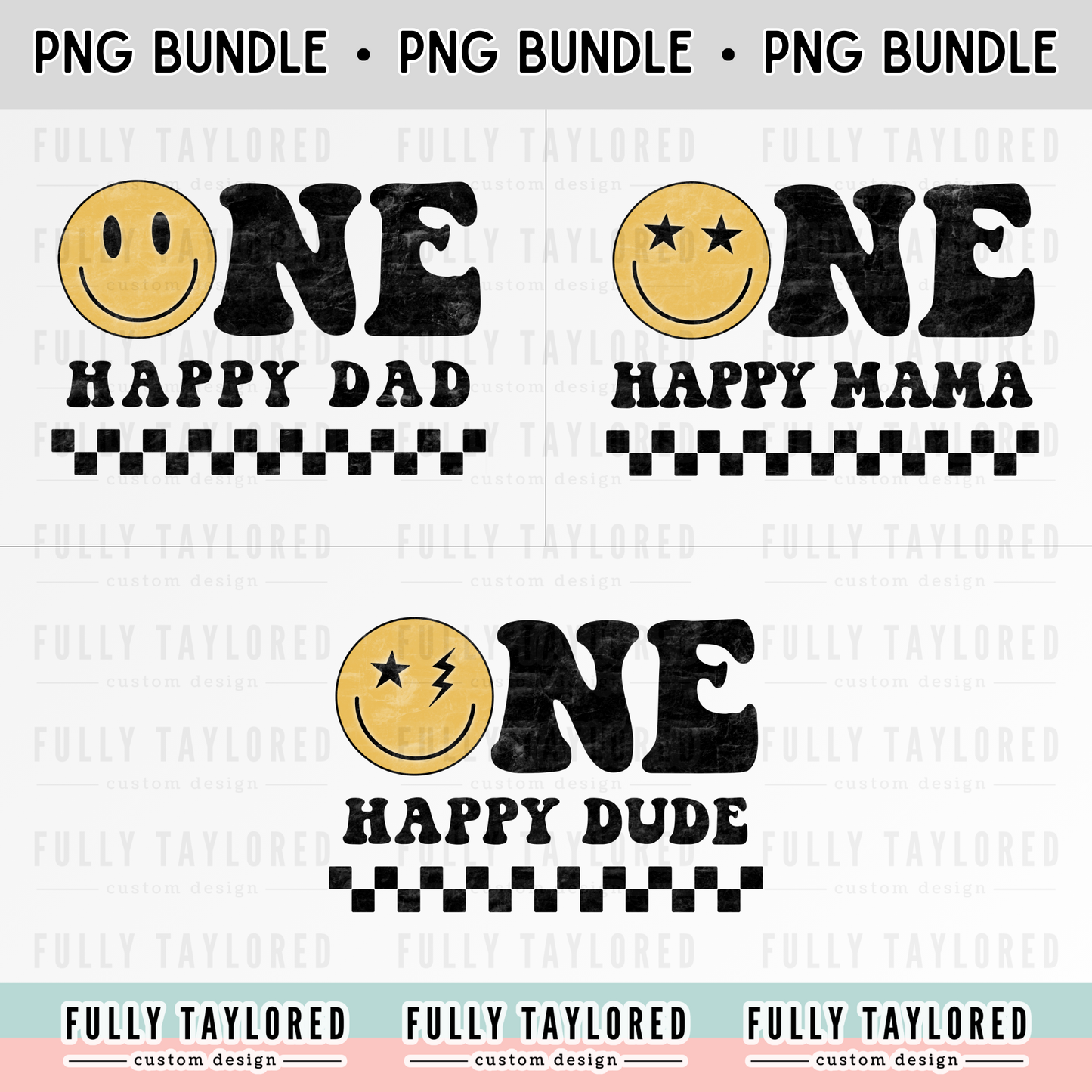 One Happy Family First Birthday PNG BUNDLE for Sublimation or Print (Digital Download) (3 Files)