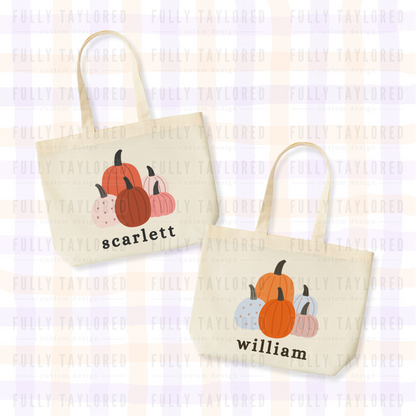 Custom Hand-Painted Halloween Tote Bag (Pumpkins)