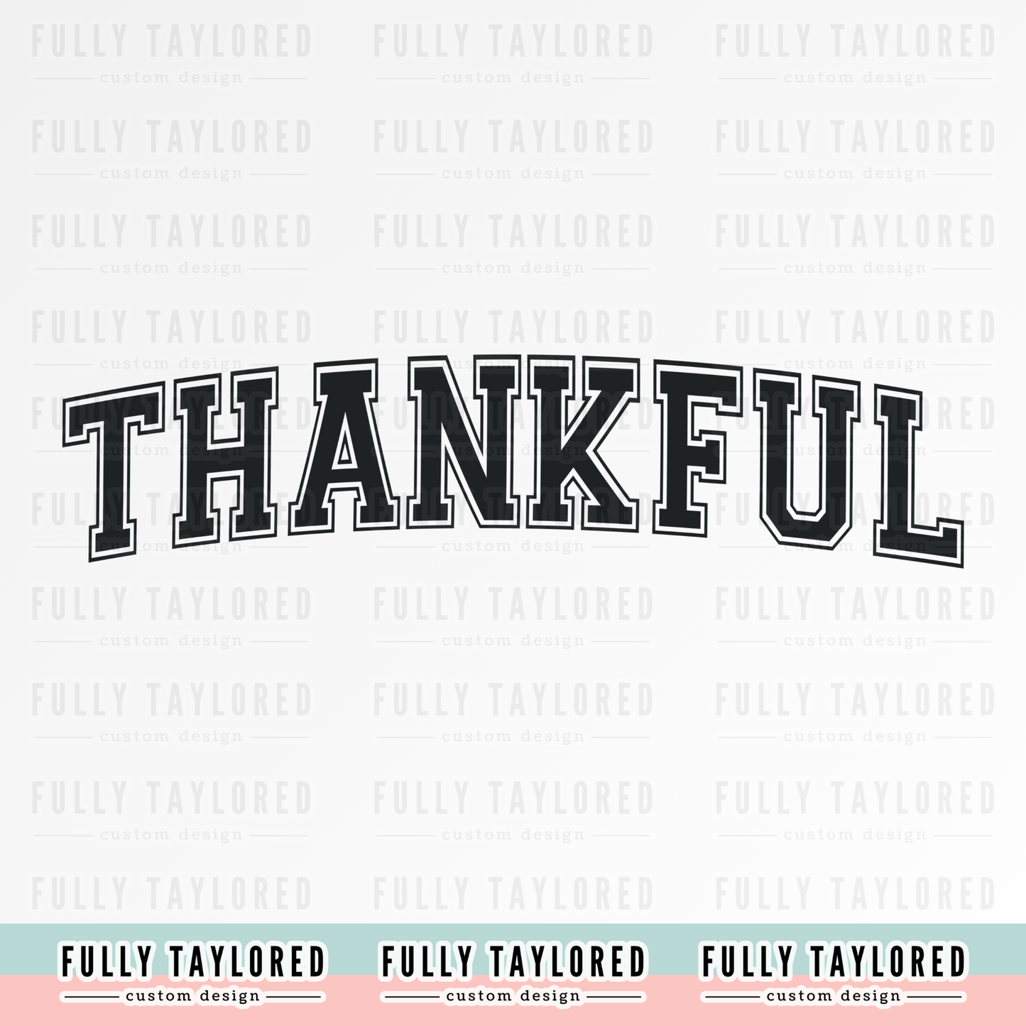 Thankful Black PNG for Sublimation or Print (Digital Download)