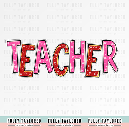 Valentine's Day Teacher Glitter PNG for Sublimation or Print (Digital Download)