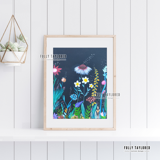 Moody Rainbow Florals Art Print