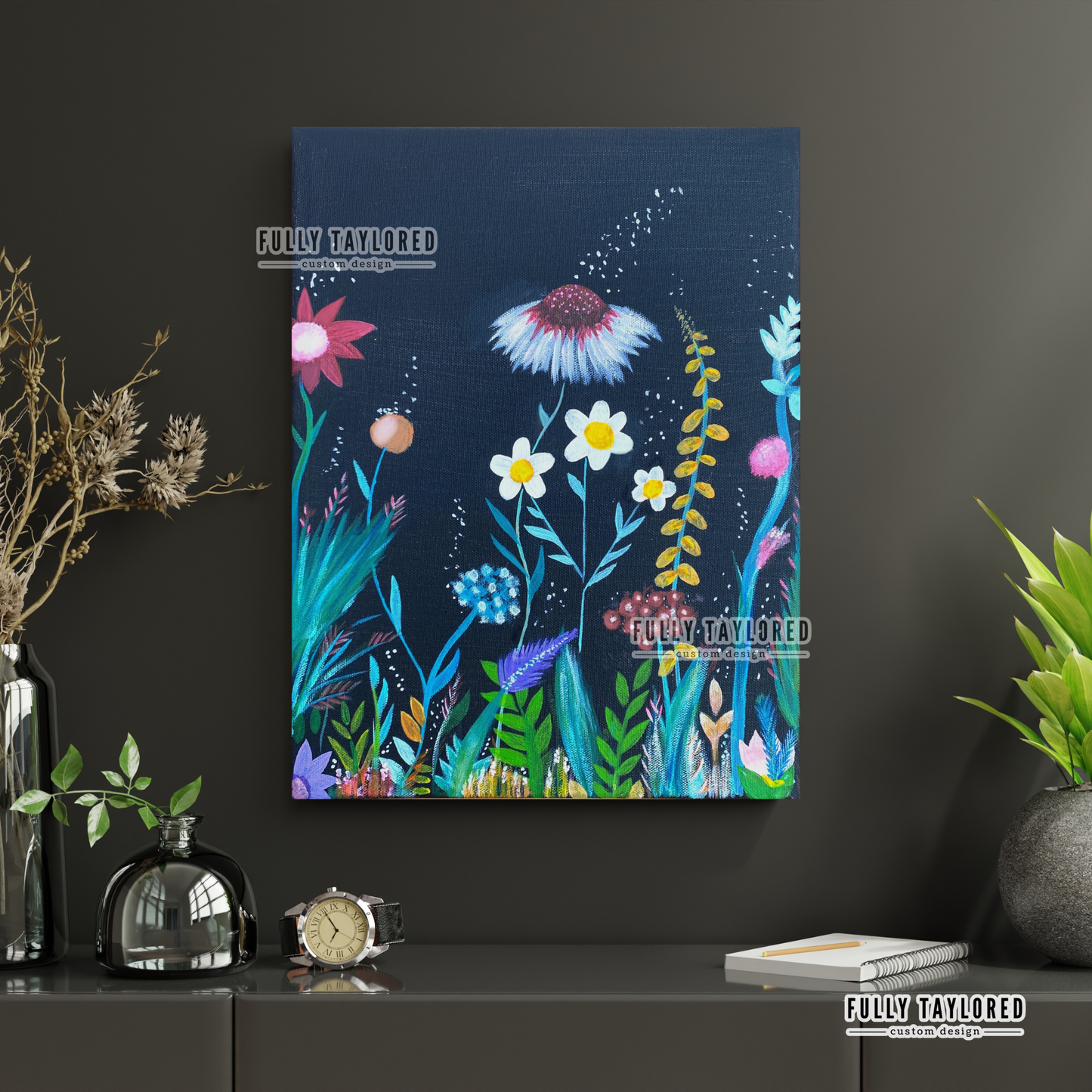 Moody Rainbow Florals Art Print