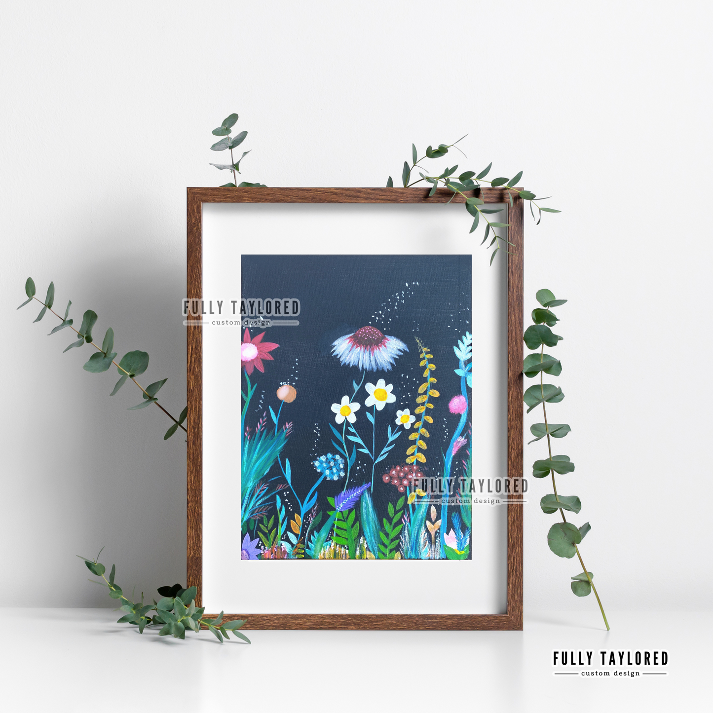 Moody Rainbow Florals Art Print