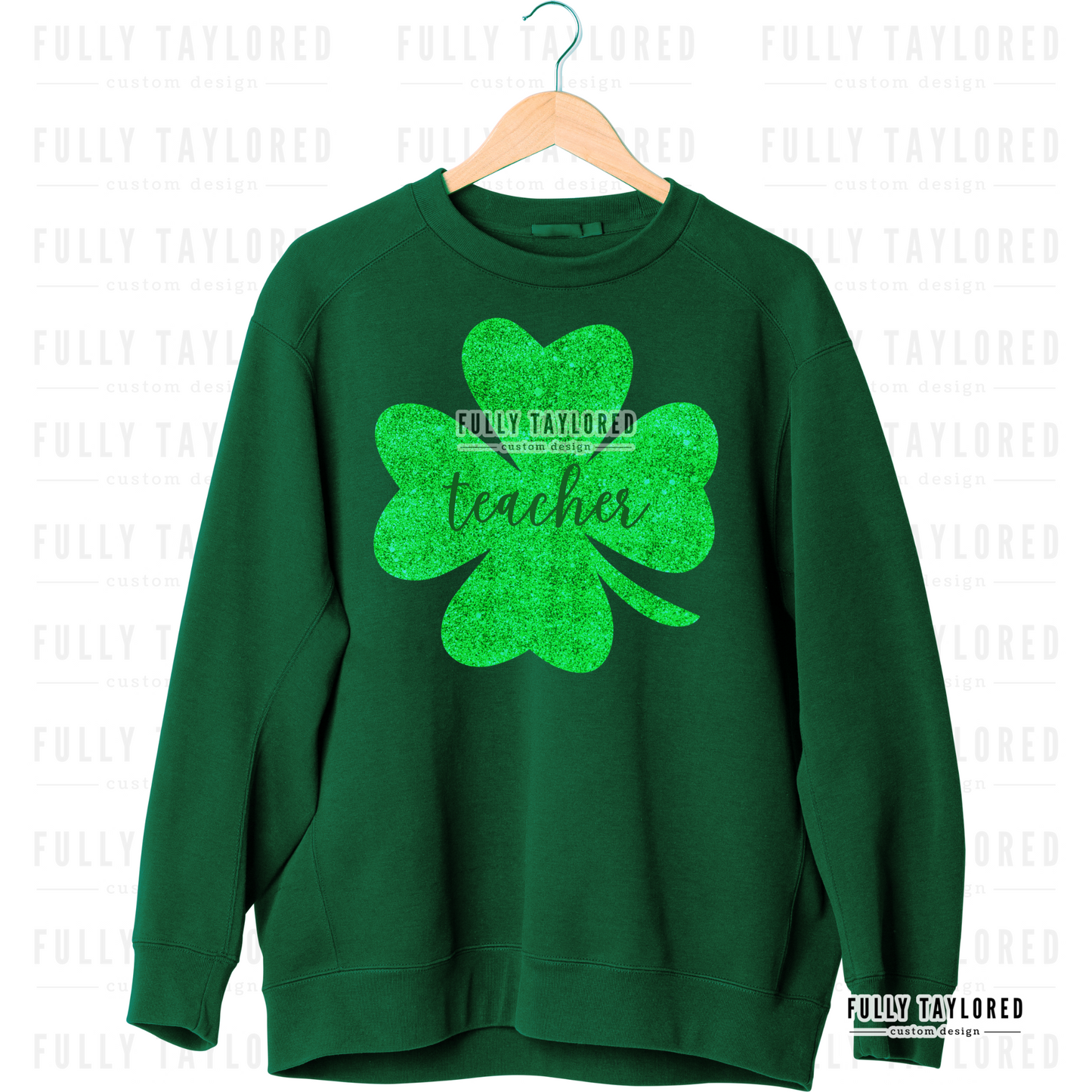 Custom Glitter Four-Leaf Clover w/ Name PNG for Sublimation or Print (Digital Download)