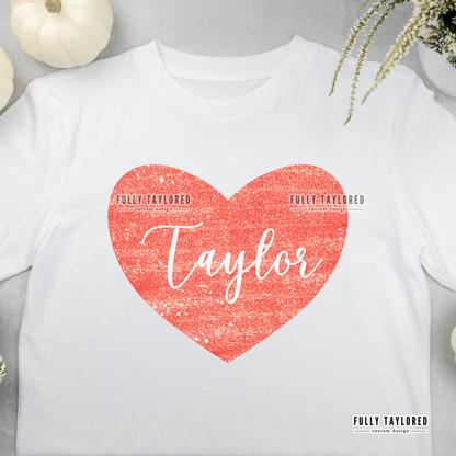 Custom Valentine Heart w/ Name PNG for Sublimation or Print (Digital Download)