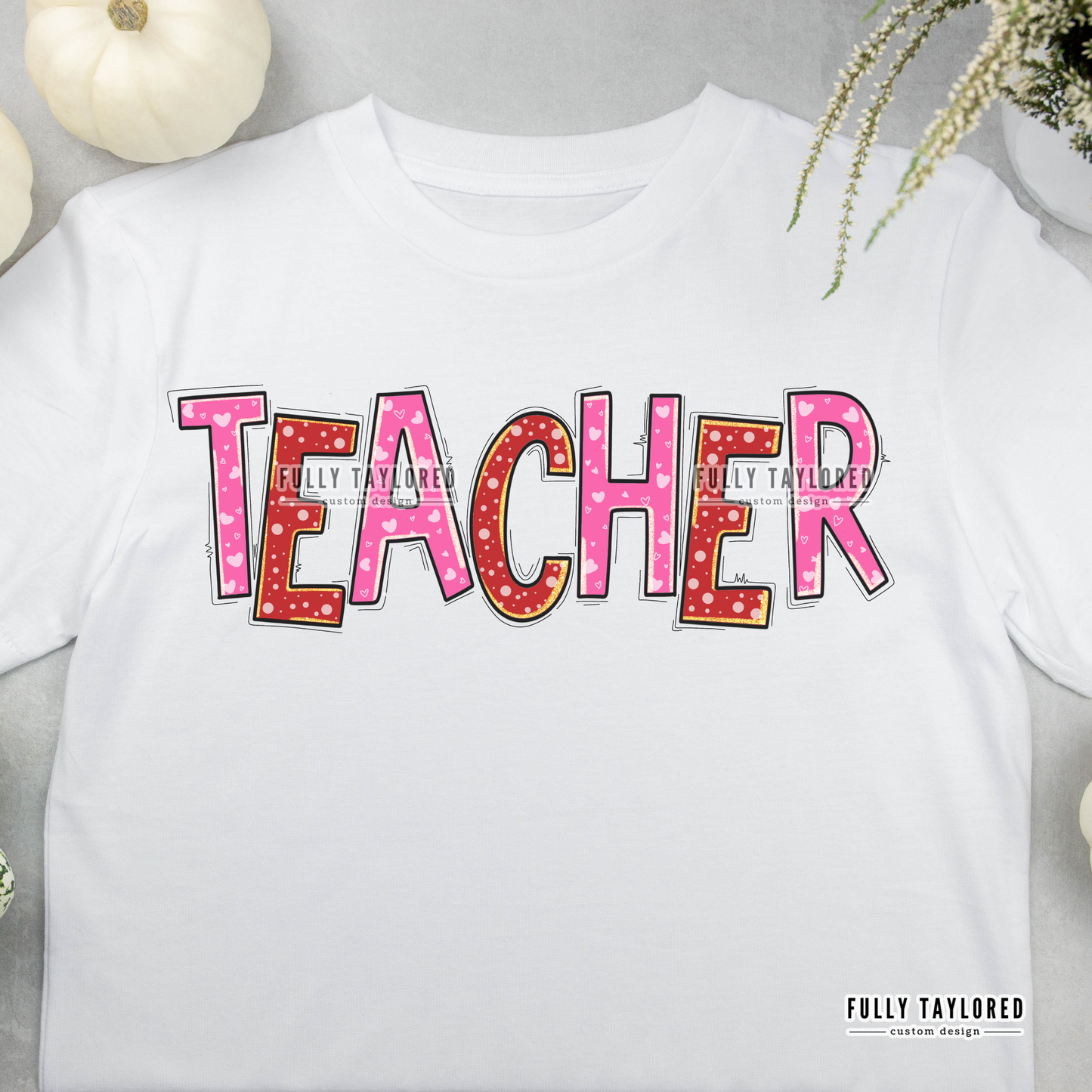 Valentine's Day Teacher Glitter PNG for Sublimation or Print (Digital Download)