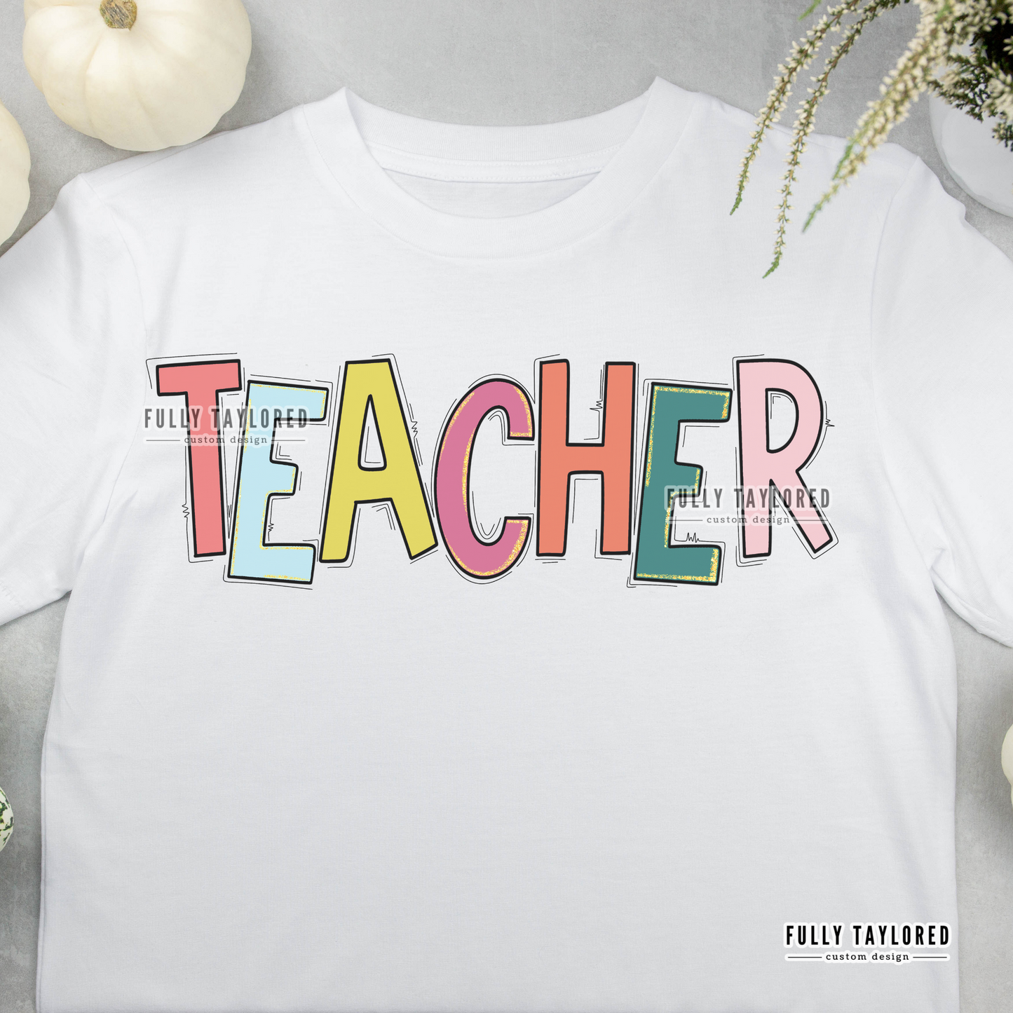 Teacher Doodle Glitter PNG for Sublimation or Print (Digital Download)