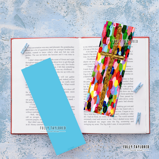 Rainbow Gold Cross Double-Sided Bookmark