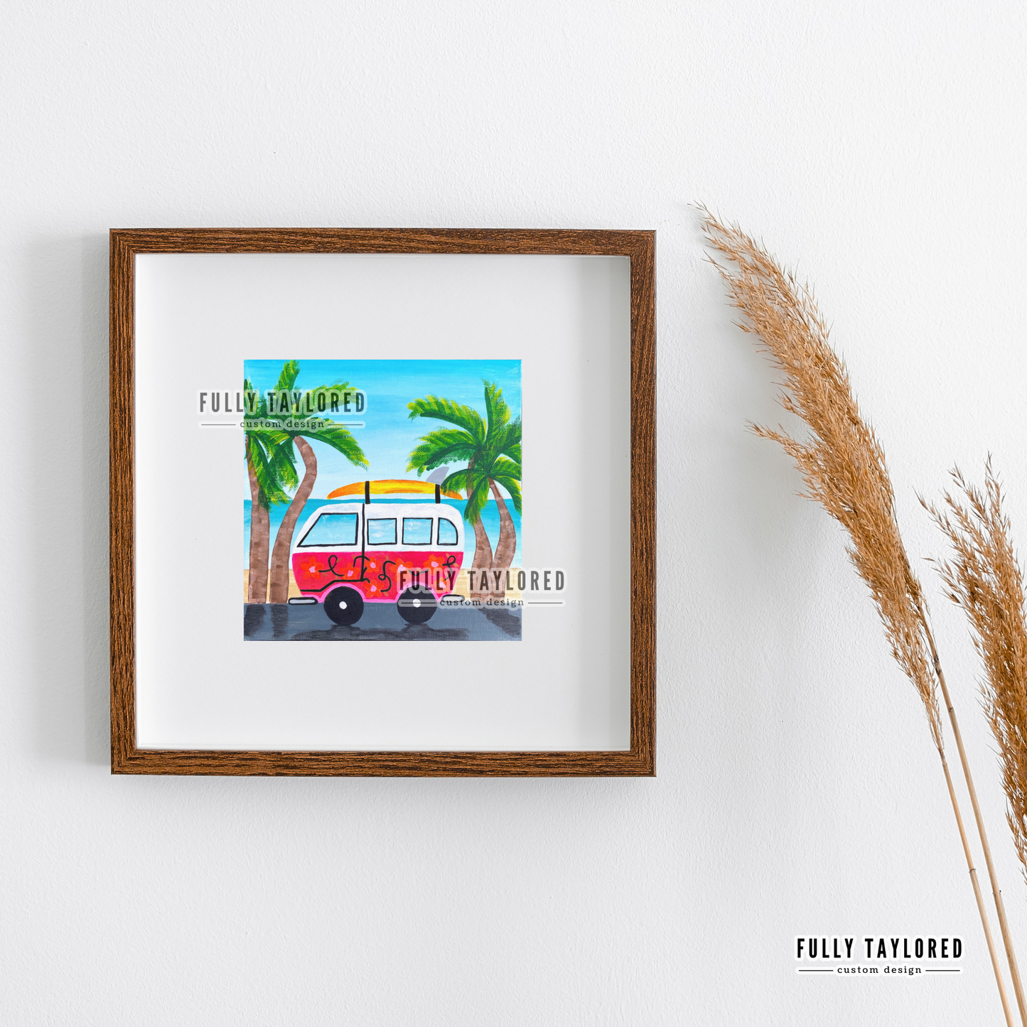 Retro Bus at the Beach Art Print